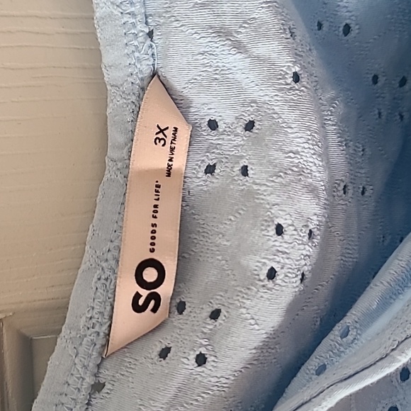 SO BRAND WOMENS BLUE JUNIOR SIZE PUFF SLEEVE SUMMER TOP PLUS SIZE 3X - Picture 4 of 14